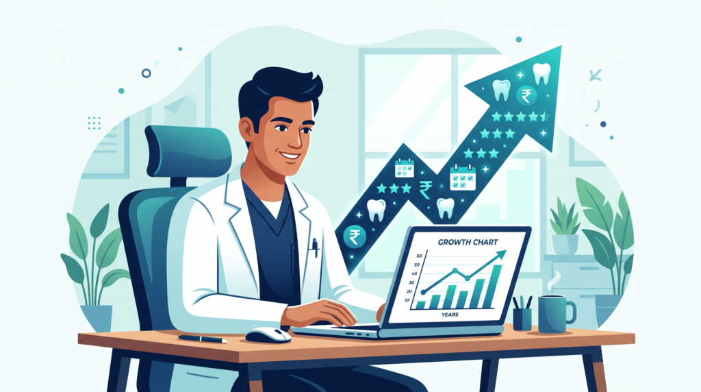 Dental clinic growth chart showing return on digital marketing investment in India